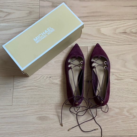 Michael Kors Tabby Flat Suede Plum Shoes - Size 7.5 (38) NWT - Picture 2 of 8